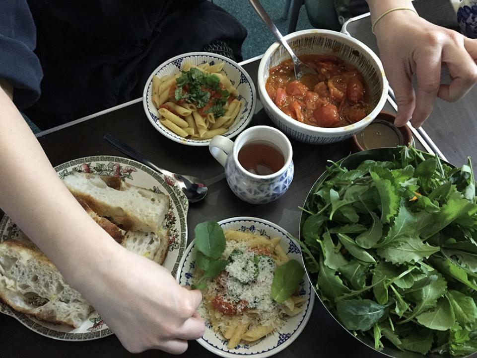 Paster lunch with our tomatoes and basil